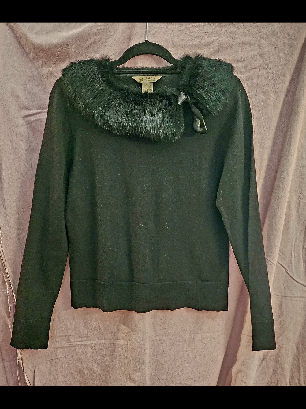 JohnPaulRichard Black Fur Collar Sweater